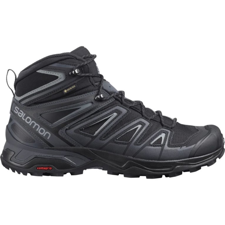 Black Salomon X Ultra 3 Mid GTX Men\'s Hiking Boots | IE RP8962